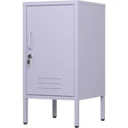 Metal Locker End Table with 2 Adjustable Shelves and Anti-Tip Design
