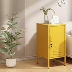 Metal Locker End Table with 2 Adjustable Shelves and Anti-Tip Design