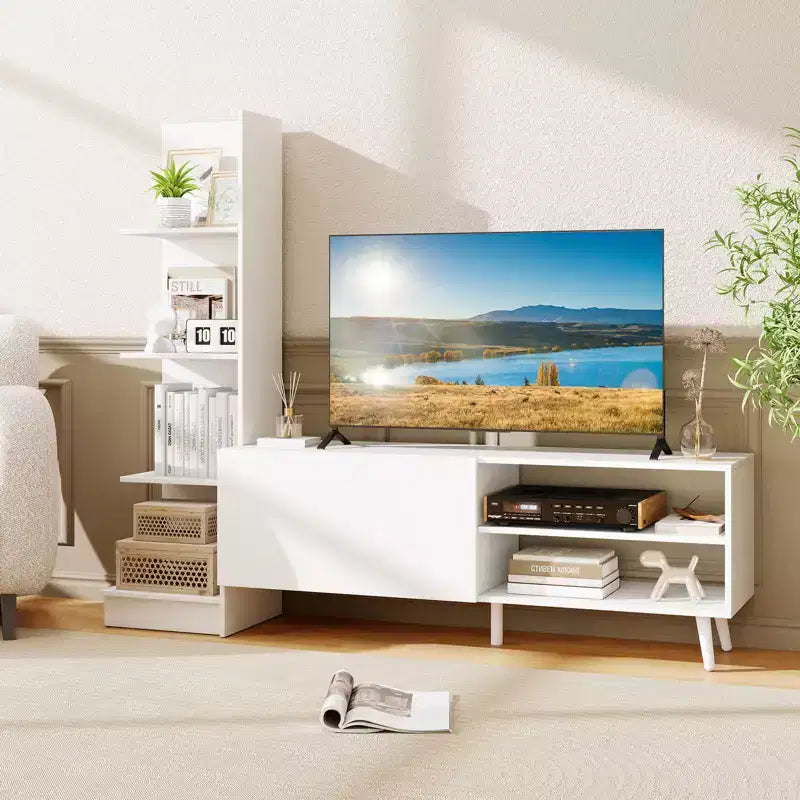 TV Stand with Bookshelf and Storage Cabinet for TVs up to 50 Inches