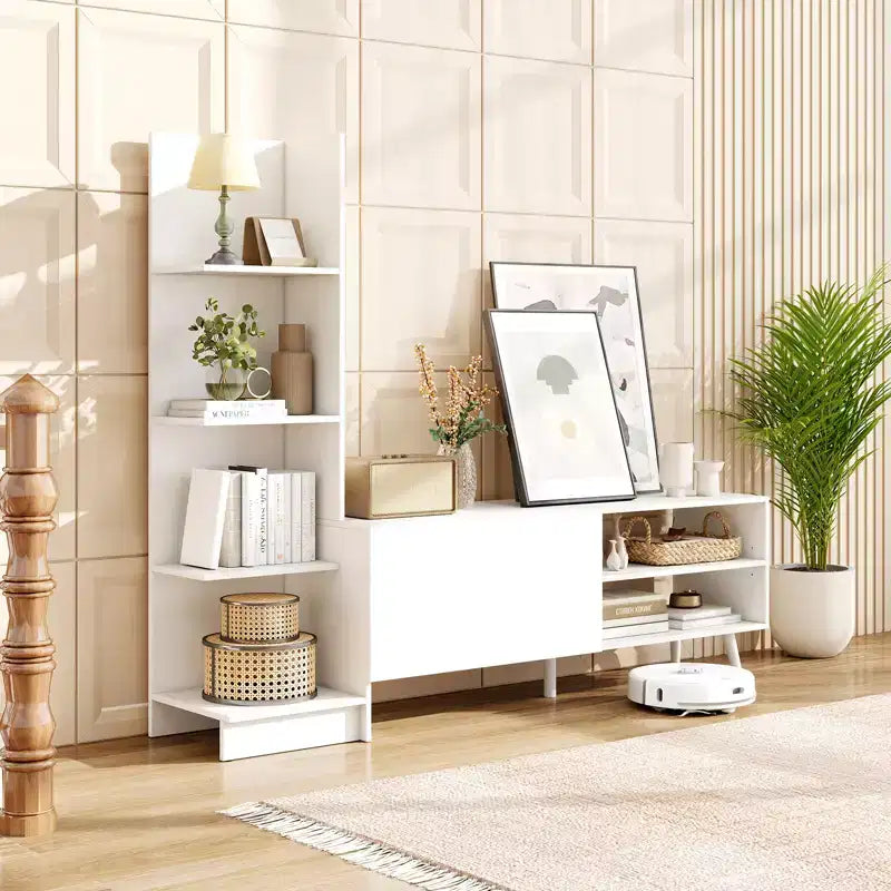 TV Stand with Bookshelf and Storage Cabinet for TVs up to 50 Inches