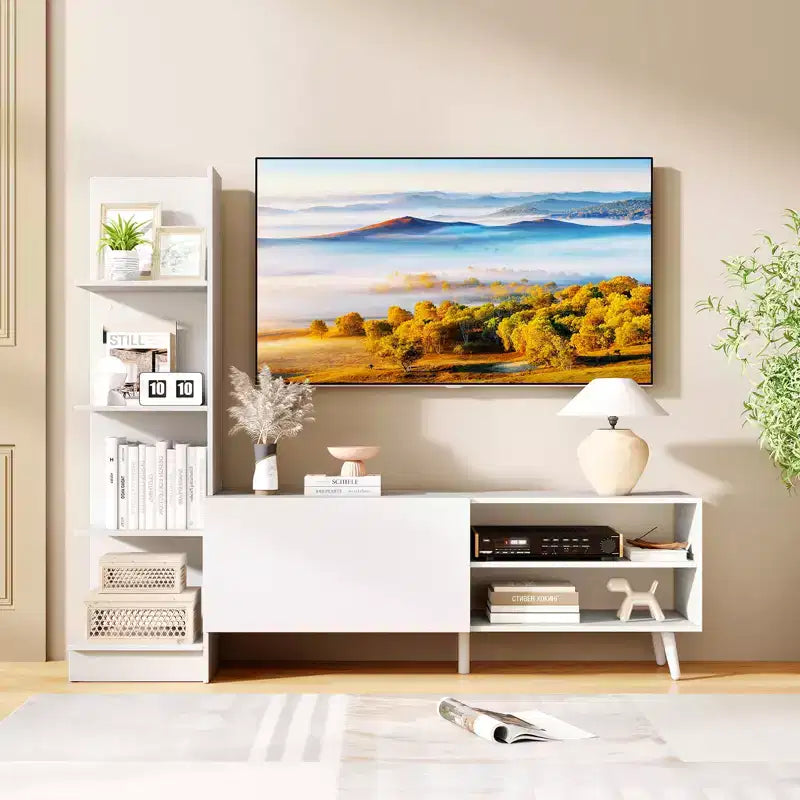 TV Stand with Bookshelf and Storage Cabinet for TVs up to 50 Inches