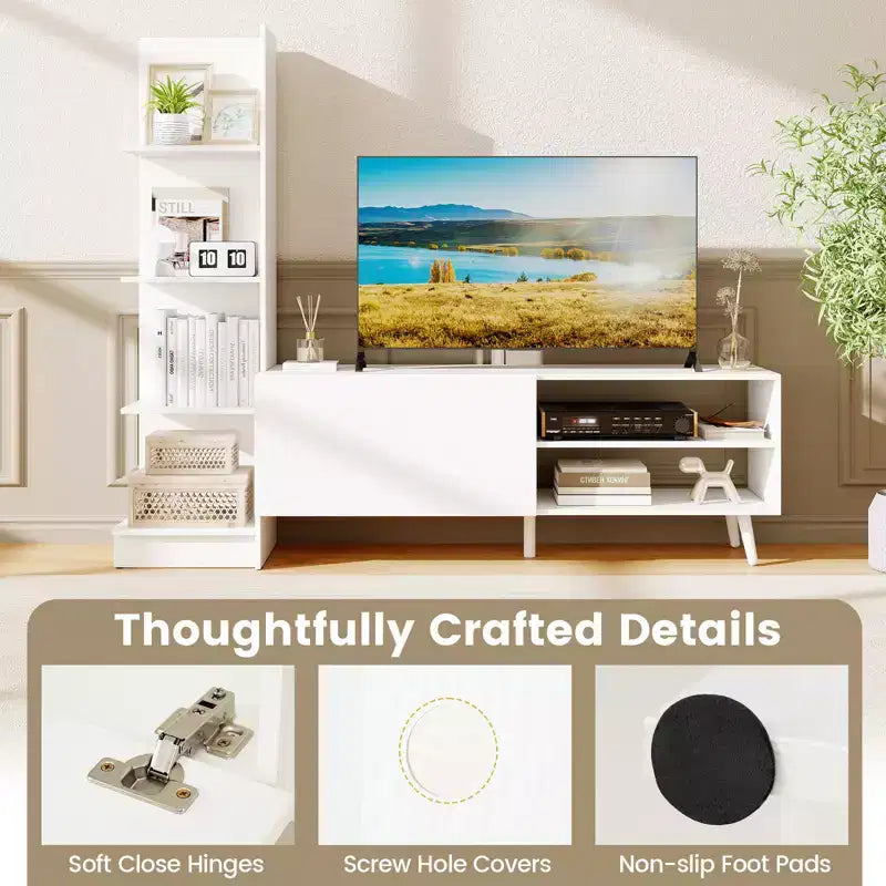 TV Stand with Bookshelf and Storage Cabinet for TVs up to 50 Inches