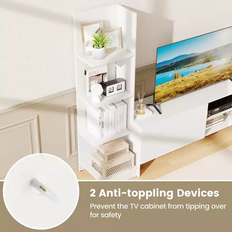 TV Stand with Bookshelf and Storage Cabinet for TVs up to 50 Inches