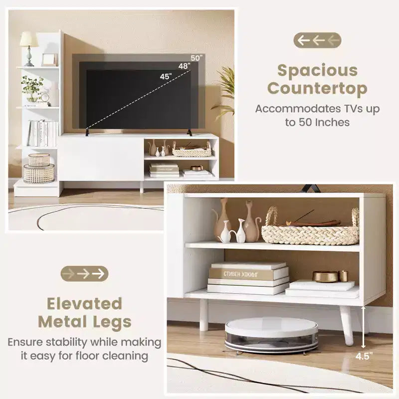 TV Stand with Bookshelf and Storage Cabinet for TVs up to 50 Inches