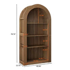 4-Tier Tall Arched Bookshelf with Open Storage and Display Shelves