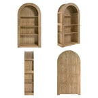 4-Tier Tall Arched Bookshelf with Open Storage and Display Shelves