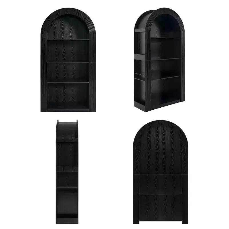 4-Tier Tall Arched Bookshelf with Open Storage and Display Shelves