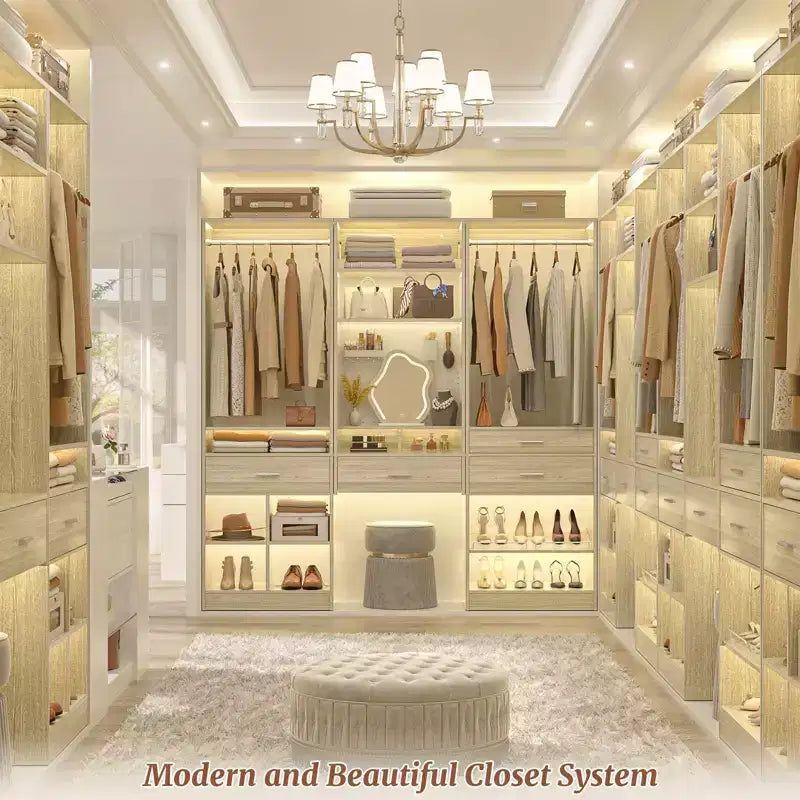 25-In Freestanding Closet Organizer with Wood Drawers and Shoe Rack