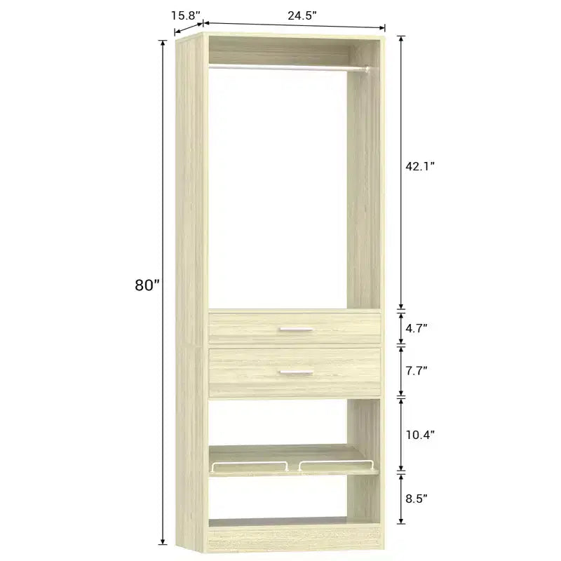 25-In Freestanding Closet Organizer with Wood Drawers and Shoe Rack