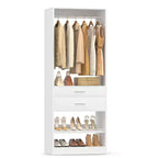 25-In Freestanding Closet Organizer with Wood Drawers and Shoe Rack