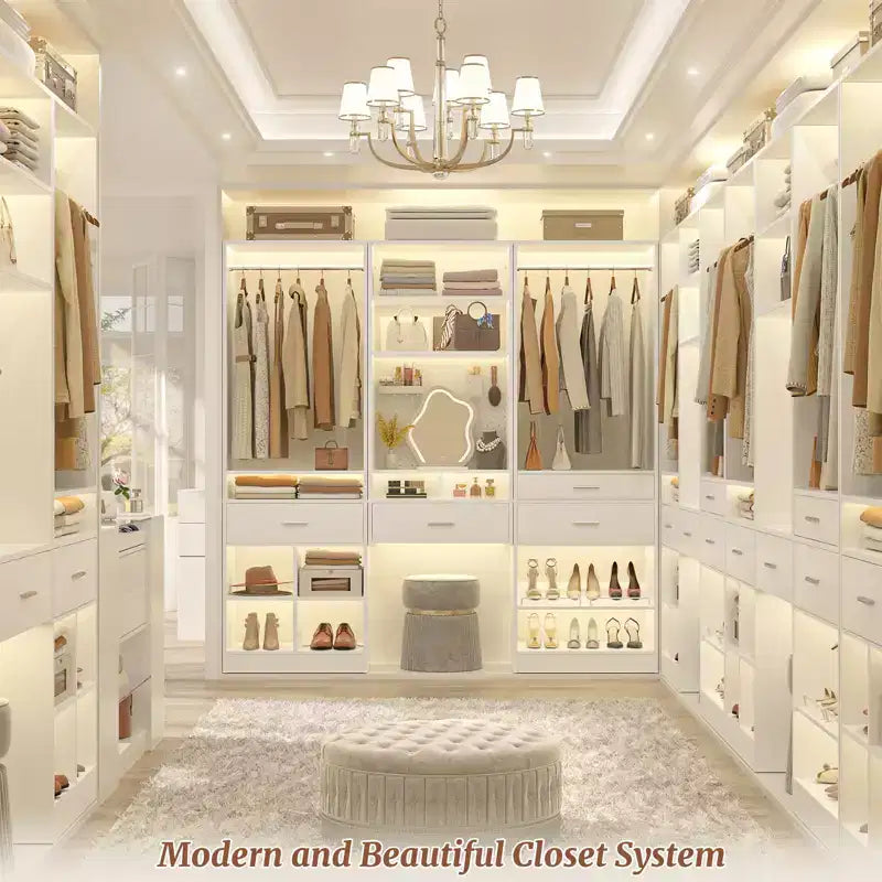 25-In Freestanding Closet Organizer with Wood Drawers and Shoe Rack
