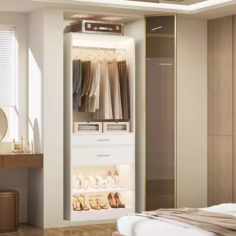 25-In Freestanding Closet Organizer with Wood Drawers and Shoe Rack