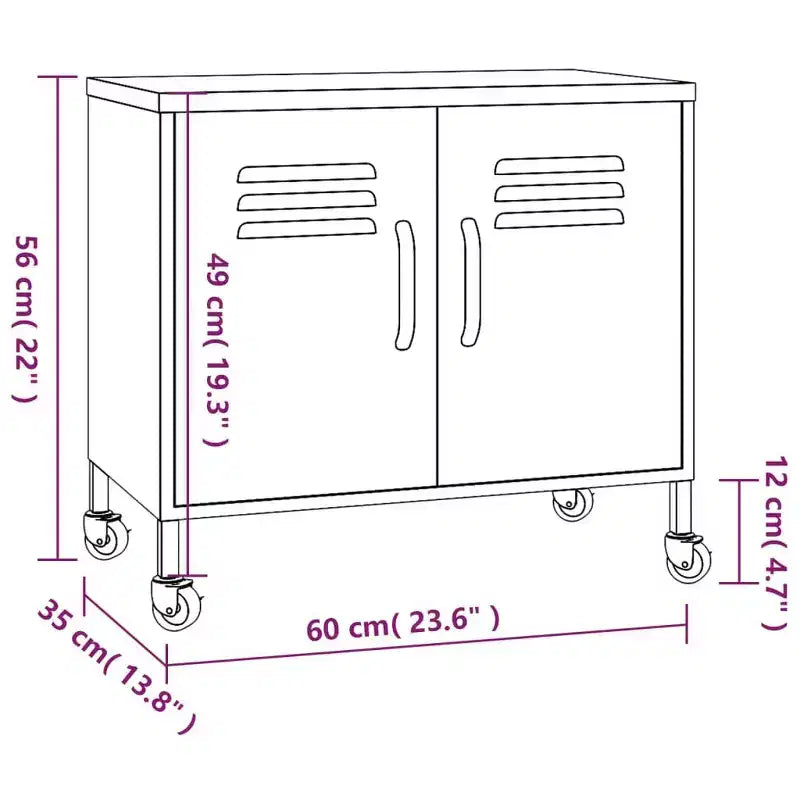 Steel Storage Cabinet with Caster Wheels – Multiple Colors