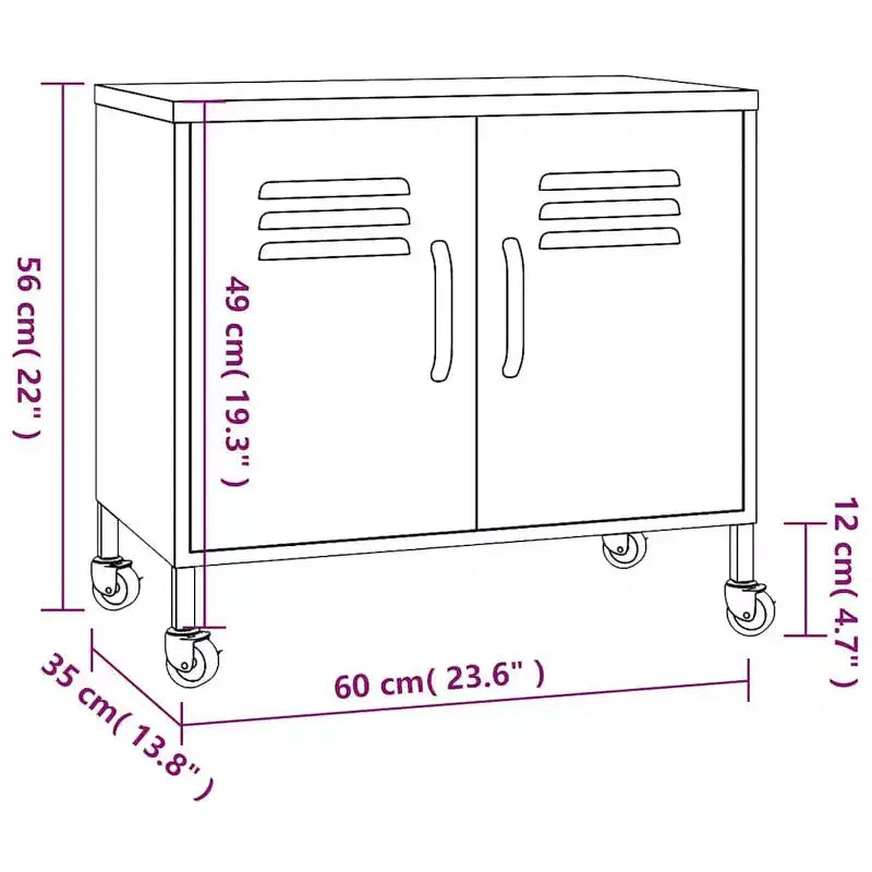 Steel Storage Cabinet with Caster Wheels – Multiple Colors