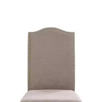 Fabric Upholstered Wooden Side Chair, White and Gray, Set of 2