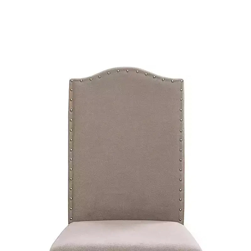 Fabric Upholstered Wooden Side Chair, White and Gray, Set of 2