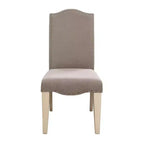 Fabric Upholstered Wooden Side Chair, White and Gray, Set of 2