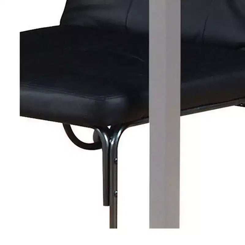 Metal Futon with Faux Leather Upholstery and Casters, Black