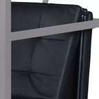 Metal Futon with Faux Leather Upholstery and Casters, Black