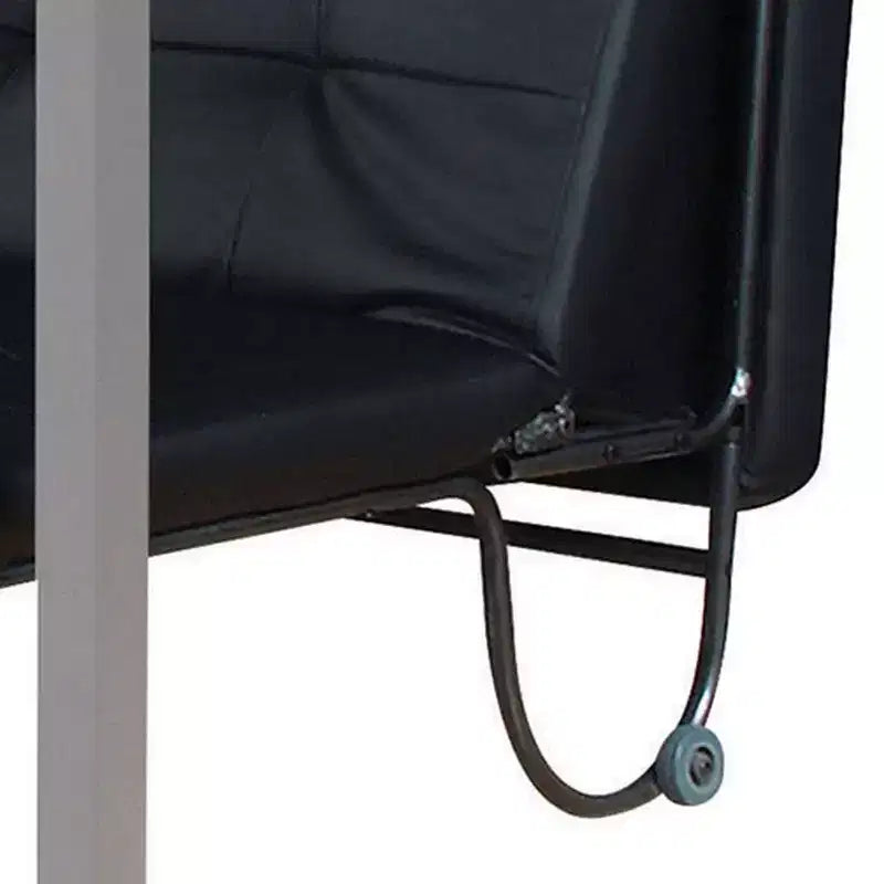 Metal Futon with Faux Leather Upholstery and Casters, Black