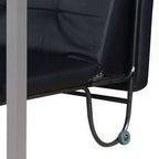 Metal Futon with Faux Leather Upholstery and Casters, Black