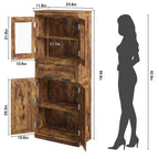 67 Inch Kitchen Pantry Cabinet with Glass Doors and Drawer