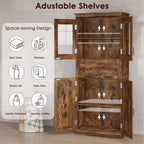 67 Inch Kitchen Pantry Cabinet with Glass Doors and Drawer