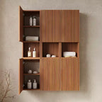 41-Inch Wall-Mounted Bathroom Cabinet Set, 6-Piece Modular Storage with Woodgrain Finish