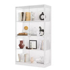 4-Tier Glass Display Cabinet with LED Lights and Charging Ports