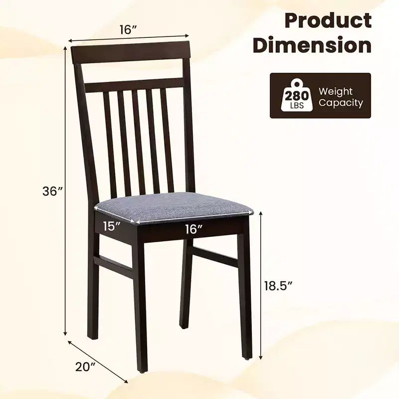 Upholstered Dining Chair Set of 2, Armless with Slanted Backrest