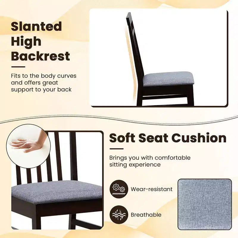 Upholstered Dining Chair Set of 2, Armless with Slanted Backrest