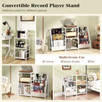 Record Player Stand with Vinyl Storage and 3 Shelves