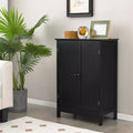 Bathroom Floor Storage Cabinet with Double Door – Black