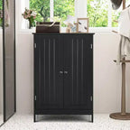 Bathroom Floor Storage Cabinet with Double Door – Black
