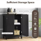 Bathroom Floor Storage Cabinet with Double Door – Black