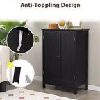 Bathroom Floor Storage Cabinet with Double Door – Black