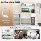 Computer Desk with Raised Display Shelf and Open Shelves