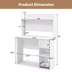 Computer Desk with Raised Display Shelf and Open Shelves