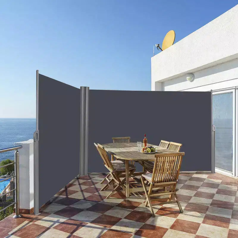 63" H Patio Retractable Double Folding Side Awning Screen Divider