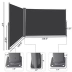 63" H Patio Retractable Double Folding Side Awning Screen Divider