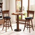 Set of 2 Swivel Bar Stools with High Back and Rubber Wood Frame