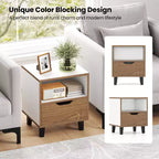 2-Piece Nightstand Set with Drawer and Open Shelf