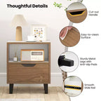 2-Piece Nightstand Set with Drawer and Open Shelf