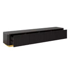 Fluted TV Stand for 85-Inch TVs with 4 Drawers and Gold Base