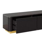 Fluted TV Stand for 85-Inch TVs with 4 Drawers and Gold Base