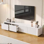 Fluted TV Stand for 85-Inch TVs with 4 Drawers and Gold Base