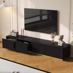 Fluted TV Stand for 85-Inch TVs with 4 Drawers and Gold Base