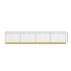 Fluted TV Stand for 85-Inch TVs with 4 Drawers and Gold Base
