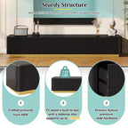 Fluted TV Stand for 85-Inch TVs with 4 Drawers and Gold Base