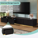 Fluted TV Stand for 85-Inch TVs with 4 Drawers and Gold Base